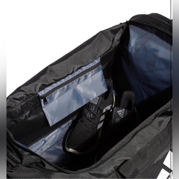 NWT Mens adidas Black Defender 4.0 Duffel Durable LARGE Athletic Gym Travel Bag - Picture 11 of 14